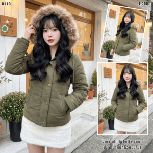0110:COAT-บุนวมตัวสั้น HOOD+FUR แท้