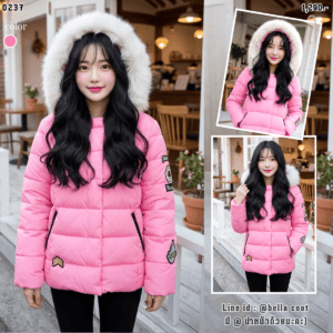 0237:COAT บุนวมตัวสั้นแต่งลาย