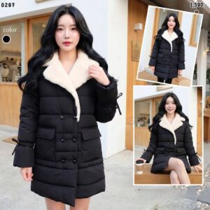 0297:COAT บุนวมตัวยาวปกแต่งเฟอร์ขาว