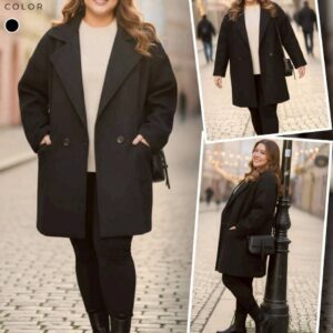 0774:Coat ผ้าวูลแต่งสายคาดหลังคนอ้วน
