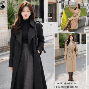 1217:Trench Coat  ปลายแขน  แต่งกระดุม