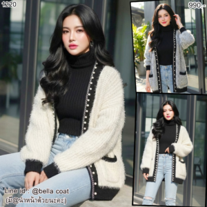 1220:เสื้อสเวตเตอร์ไหมพรม  แต่งมุก