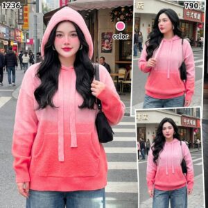1236:เสื้อสเวตเตอร์แขนยาวไล่ระดับสีมีฮู้ด