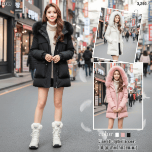 1349:เสื้อโค้ทขนเป็ด มีฮู้ด แต่งเฟอร์ Down coat with fur-20