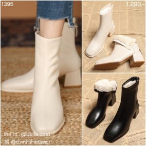 1395:รองเท้าบูทหนัง มาร์ติน มีส้น บุขนด้านในซิปหลัง