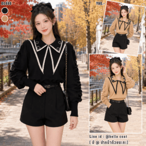1488:เสื้อไหมพรมแขนยาว คอทหารเรือ