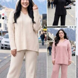 1511:ชุดเซ็ท 2 ชิ้น เสื้อแขนยาวพร้อมฮู้ด+กางเกงผ้าร่อง