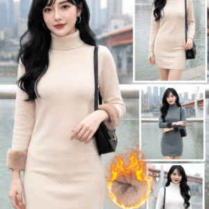 1577:เดรสไหมพรมคอเต่า บุขน