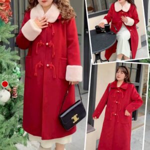 1976:โค้ทตัวยาว แต่งเฟอร์ สีแดง  5xl