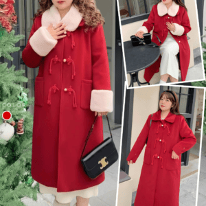 1976:โค้ทตัวยาว แต่งเฟอร์ สีแดง  5xl