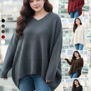 1991:เสื้อไหมพรม oversize  คอวี